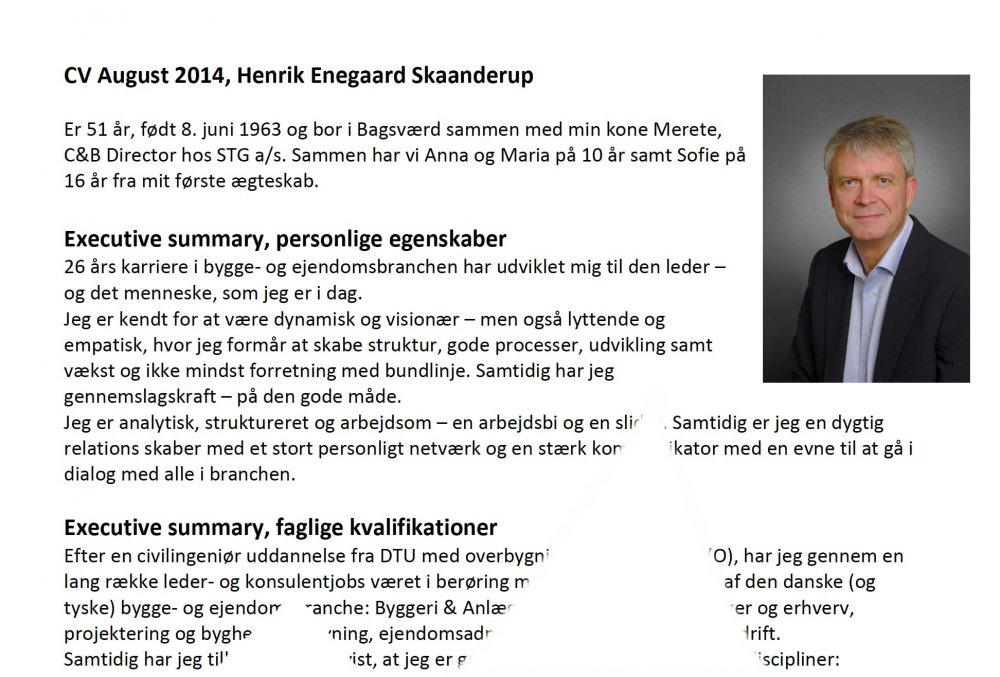 Henrik Enegaard Skaanderup, CV